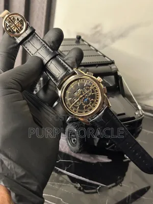 Black Strap Patek Philippe Leather Timepiece