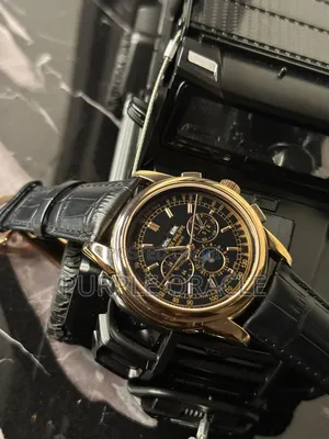 Black Strap Patek Philippe Leather Timepiece