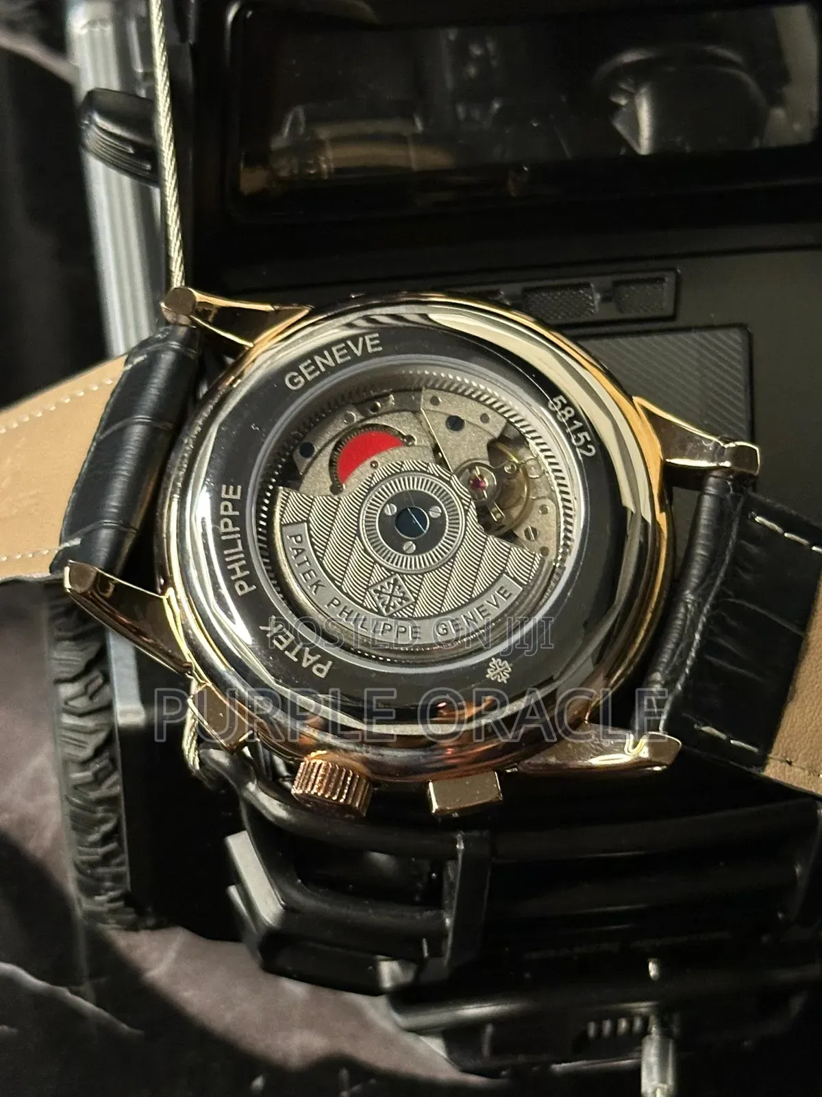 Black Strap Patek Philippe Leather Timepiece