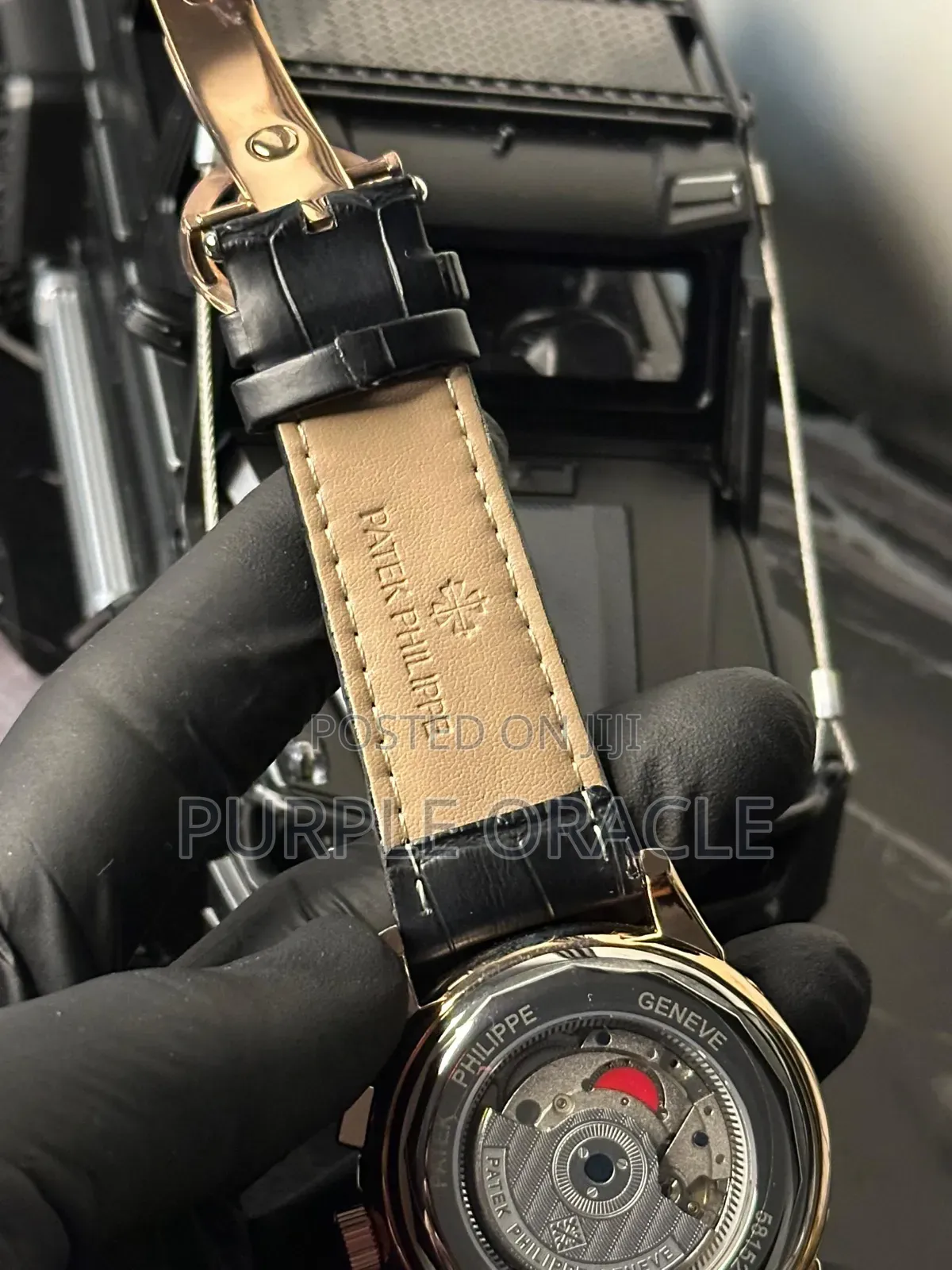 Black Strap Patek Philippe Leather Timepiece