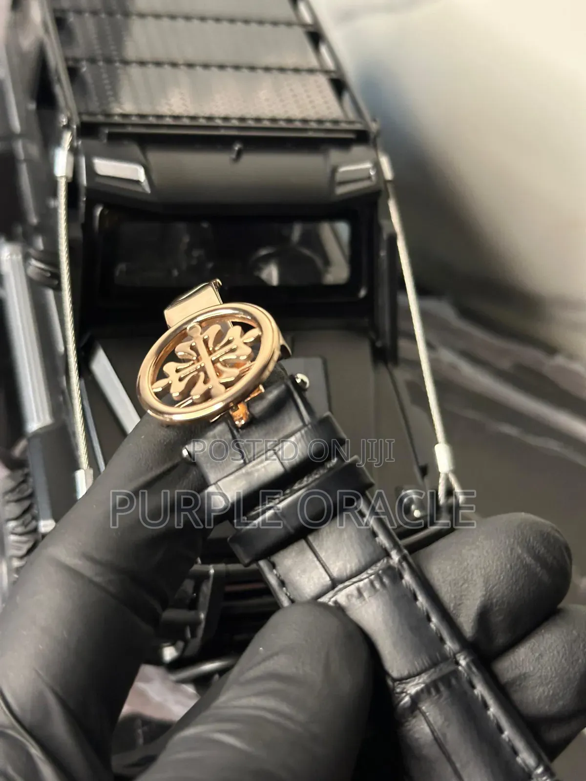 Black Strap Patek Philippe Leather Timepiece
