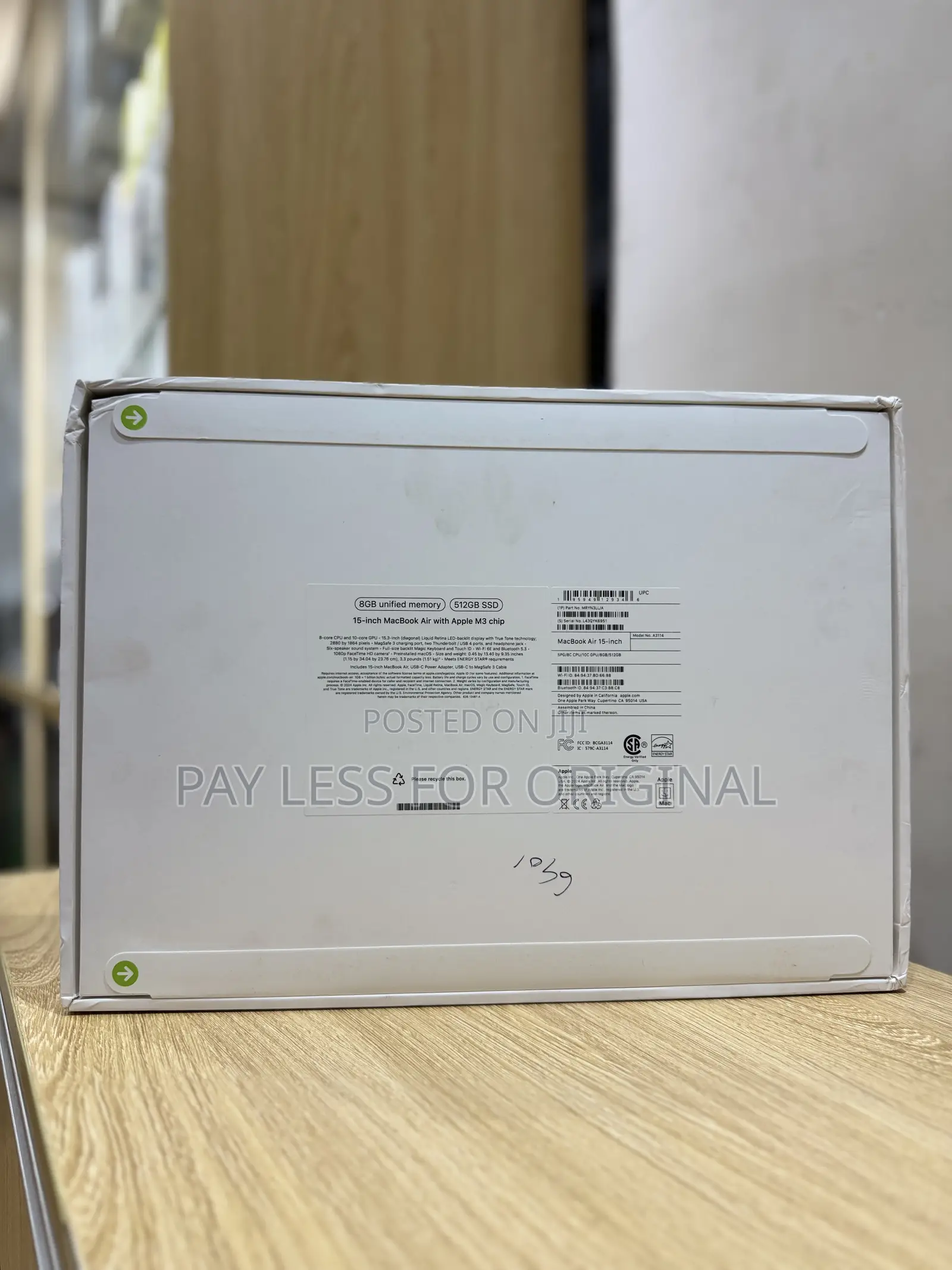 New Laptop Apple MacBook Air 2024 M3 15-Inch 8GB Apple M3 SSD 512GB