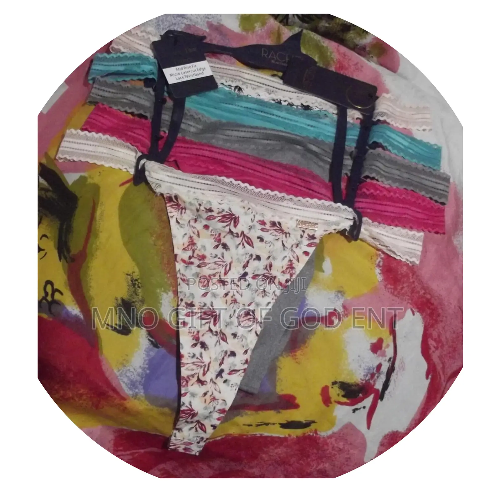 4 New Rachel Roy Micro Bonded Legs Lace Waist Mid-Rise Thong Panties