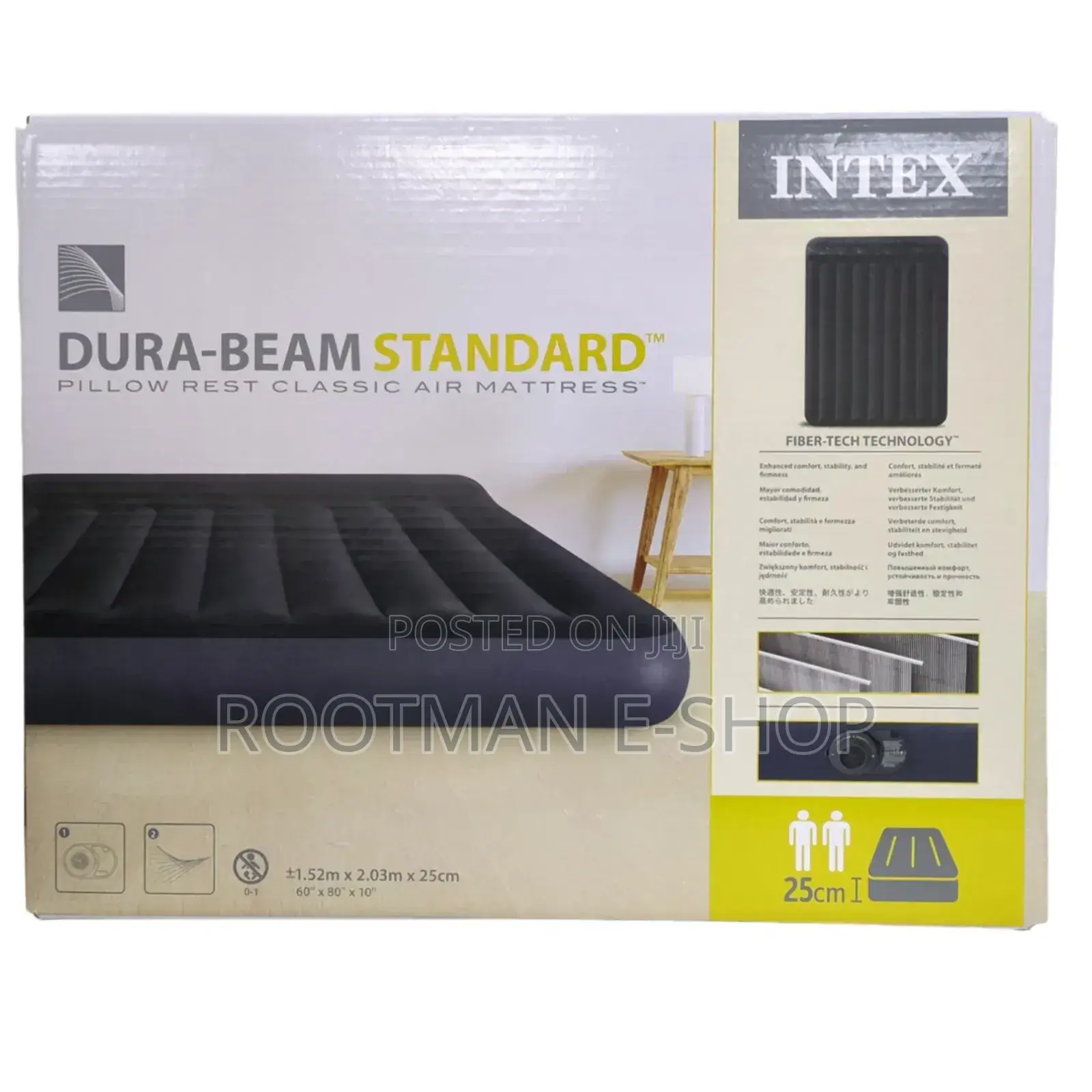 Intex Queen Standard Pillow Rest Air Mattress Bed With Electric Pump