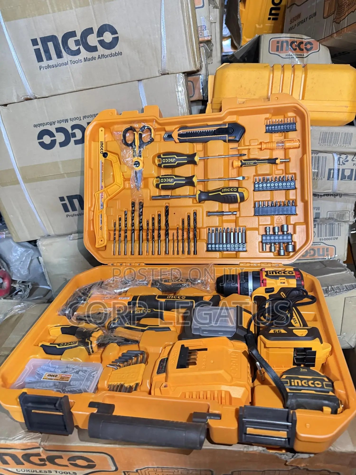 Ingco 165pcs Brushless Impact Cordless Drill With Tools