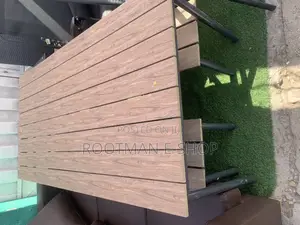 Modern Wood Metal Patio Dining Set – Table With 2 Benches