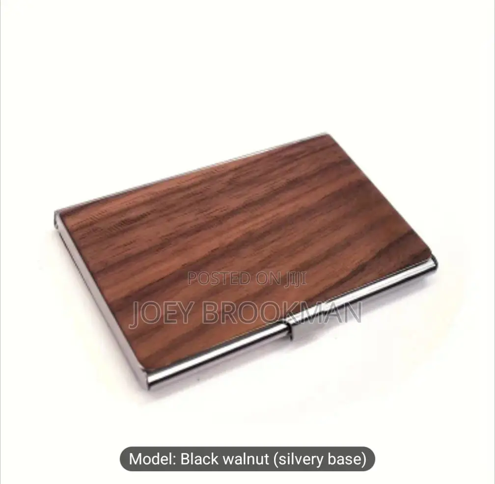 Solid Black Walnut Flip-Top Business Card Holder