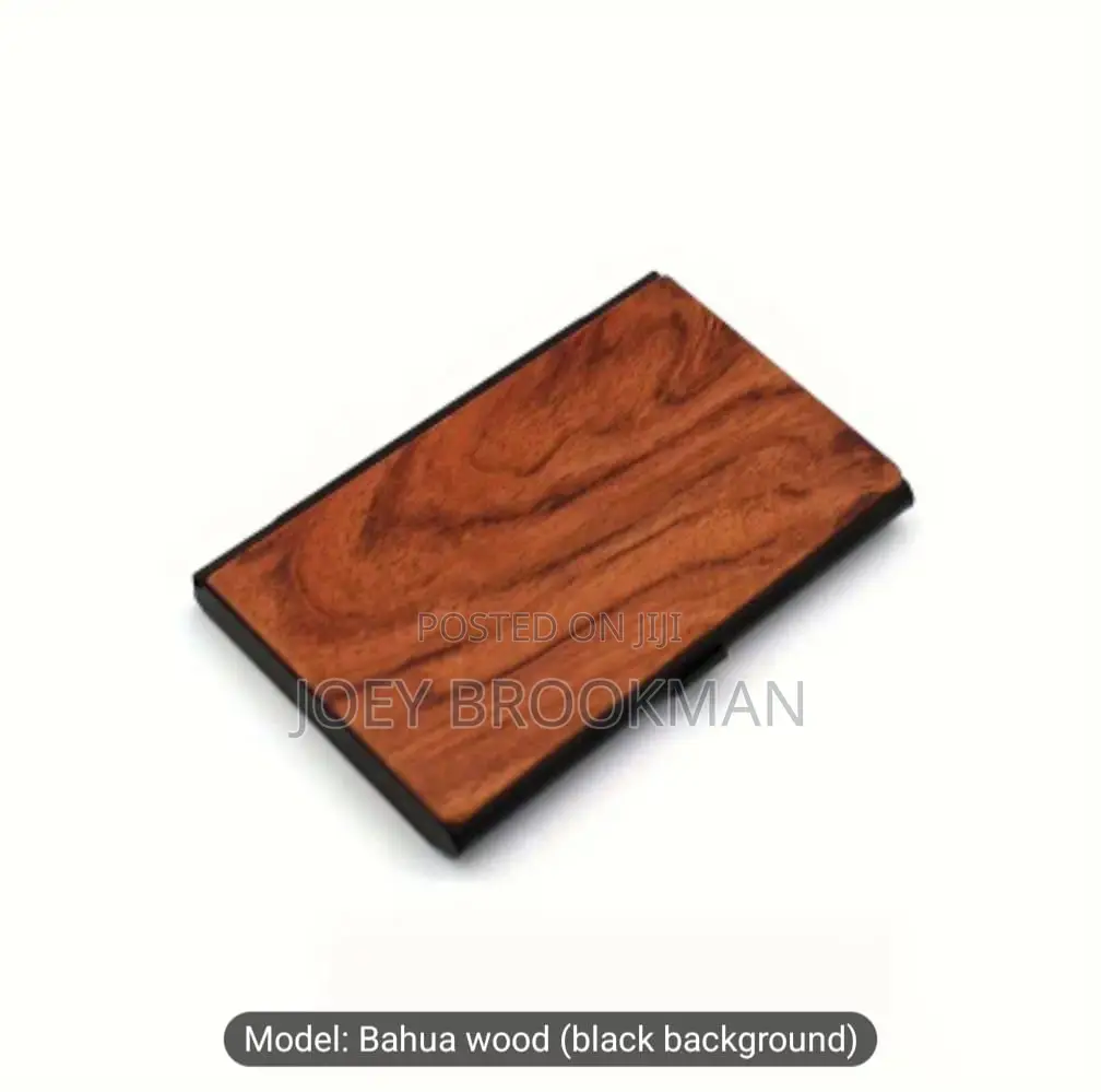 Solid Black Walnut Flip-Top Business Card Holder