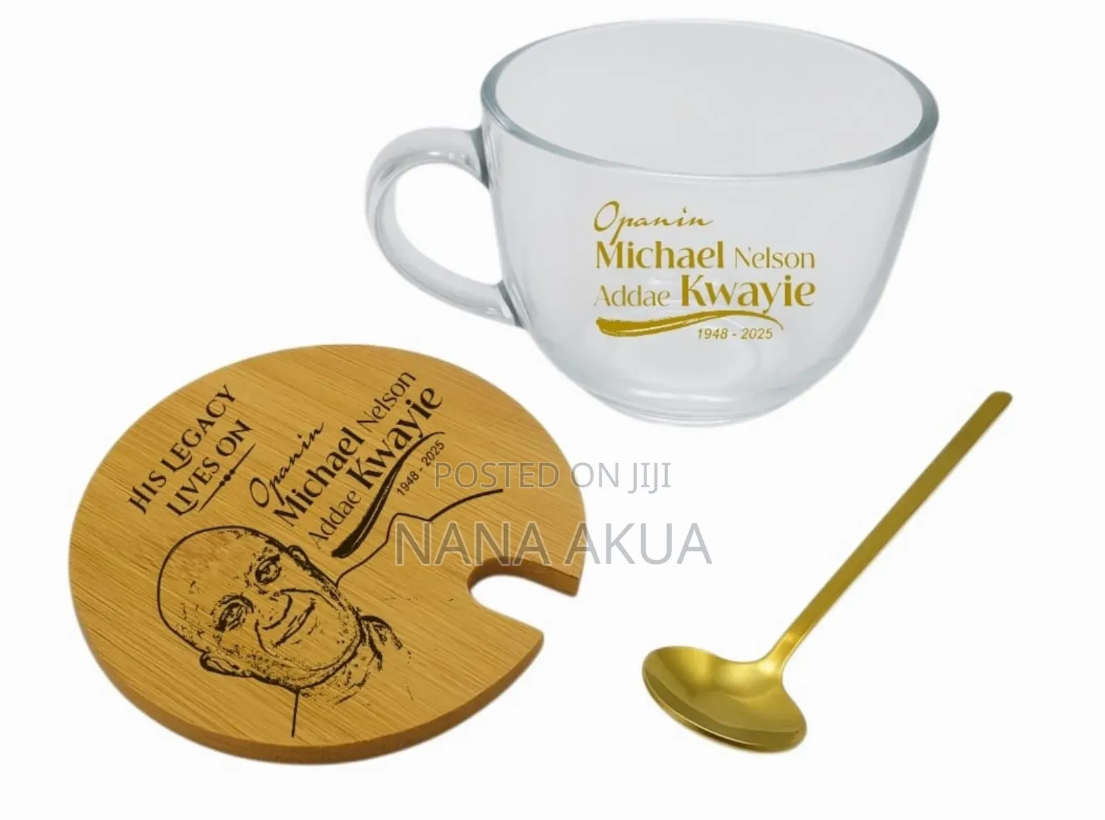 Glass Mug With Lid and Spoon (Customised)