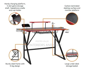 Gaming Computer Desk With Storage Compartments