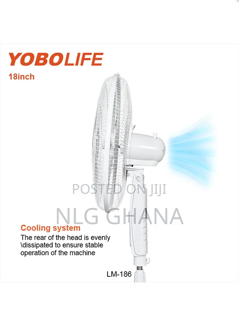 18-Inch 5-Blade Rechargeable Stand Fan With Led Light. Ghx7022
