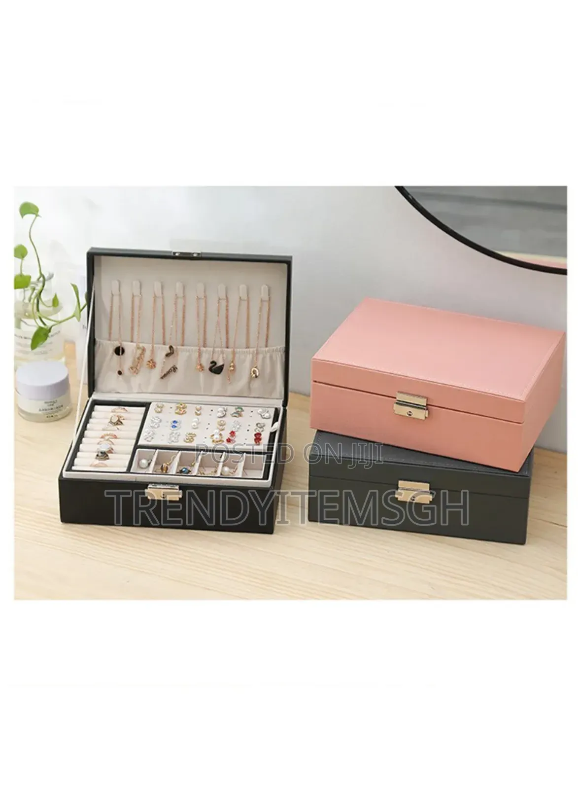 Jewelry Box Organizer Double-layer Earrings Necklace Storage Case
