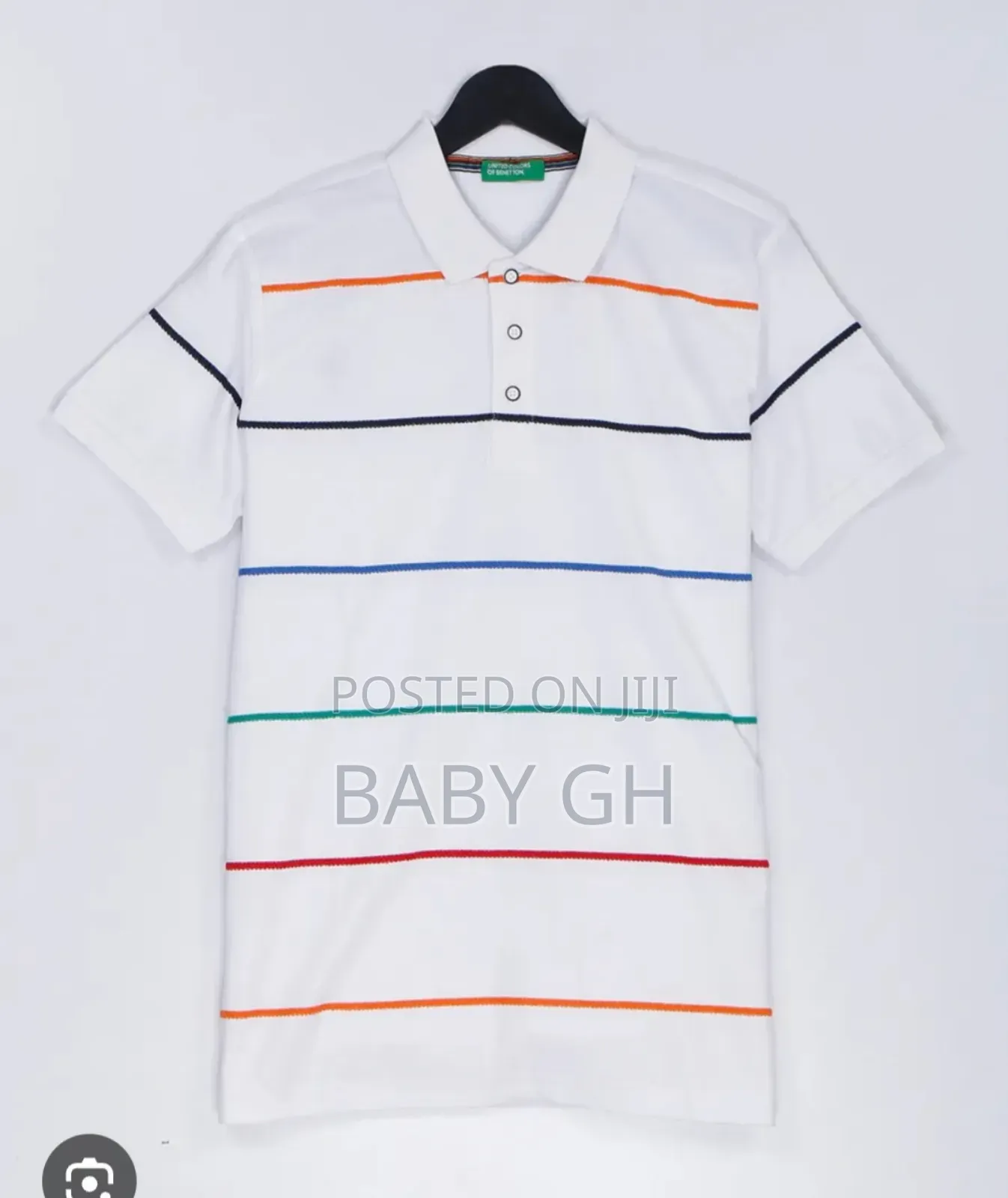 M S Cotton White Stripped Tshirt