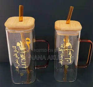 Customized Glass Mug With Wooden Lid