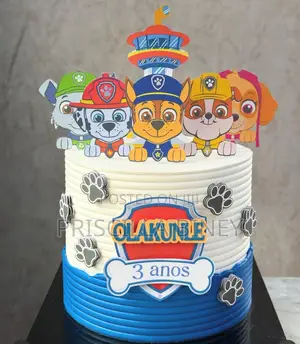 Blue and White Paw Patrol Cake