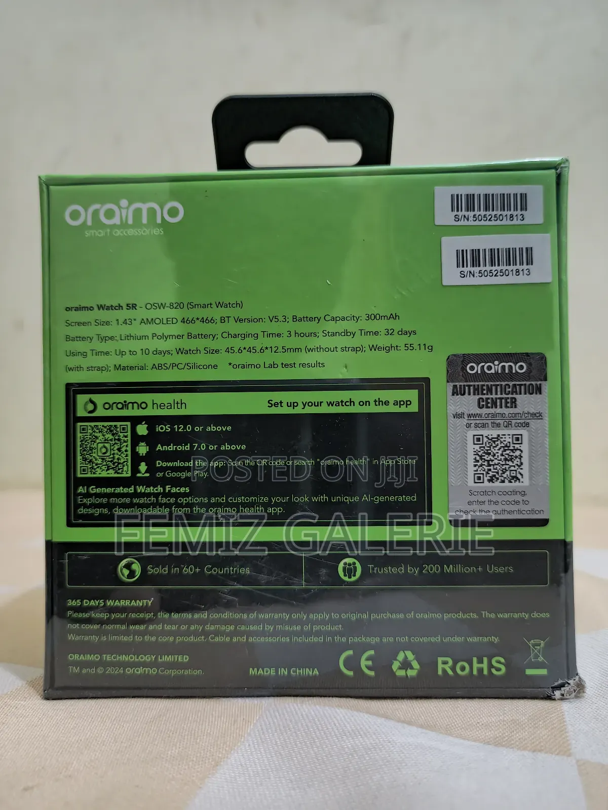 Oraimo Watch 5r 1.43'' Amoled Ip68 Smart Watch