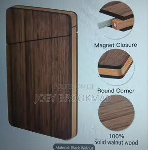 Walnut Wood Business Card Holder - Ic Closure Portable Slim Card