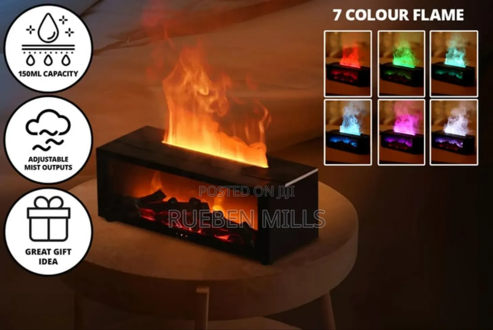 7-Colour Tabletop Flame Essential Oil Aroma Diffuser Humidifier