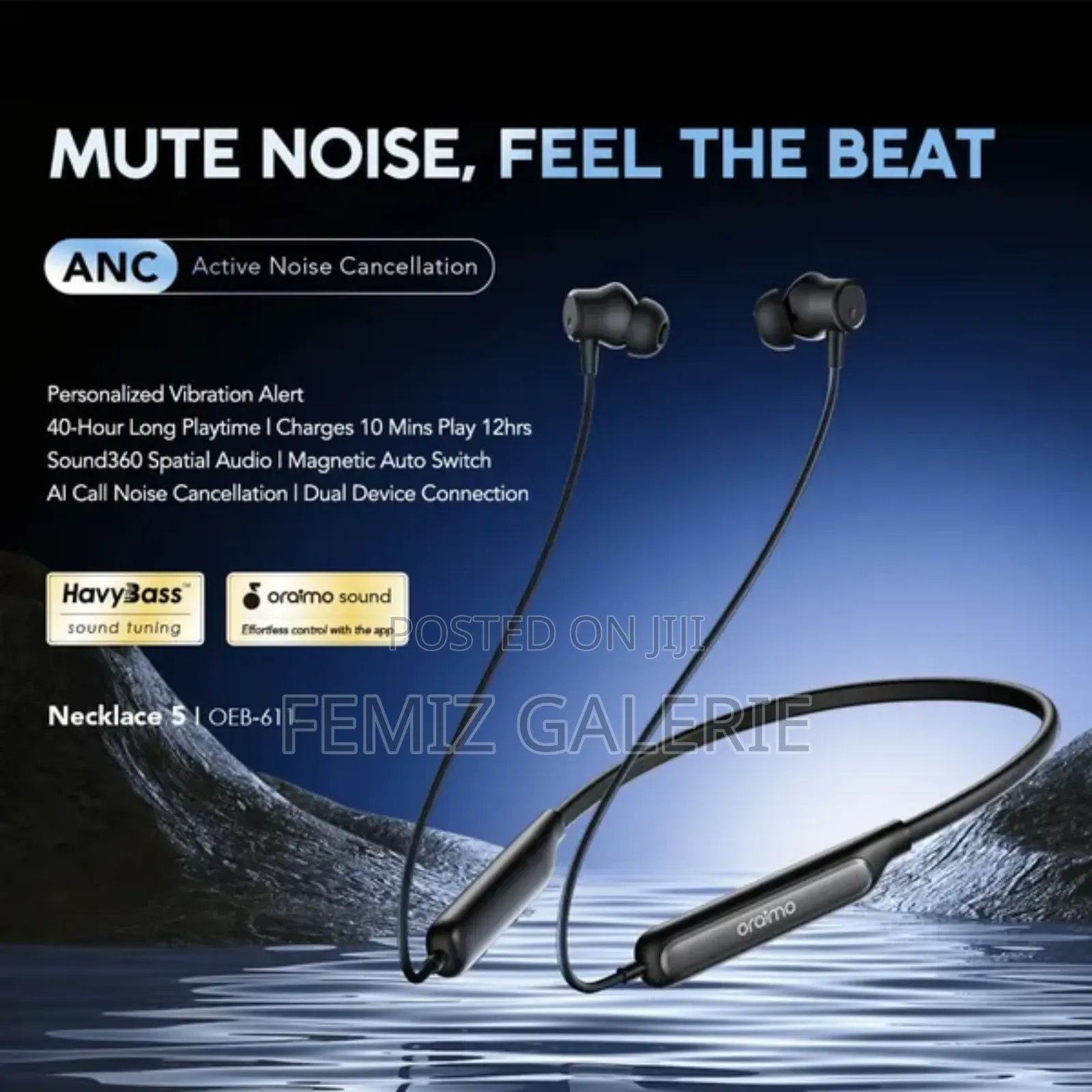 Oraimo Necklace 5 30db Noise Cancellation Call Vibration Earphones