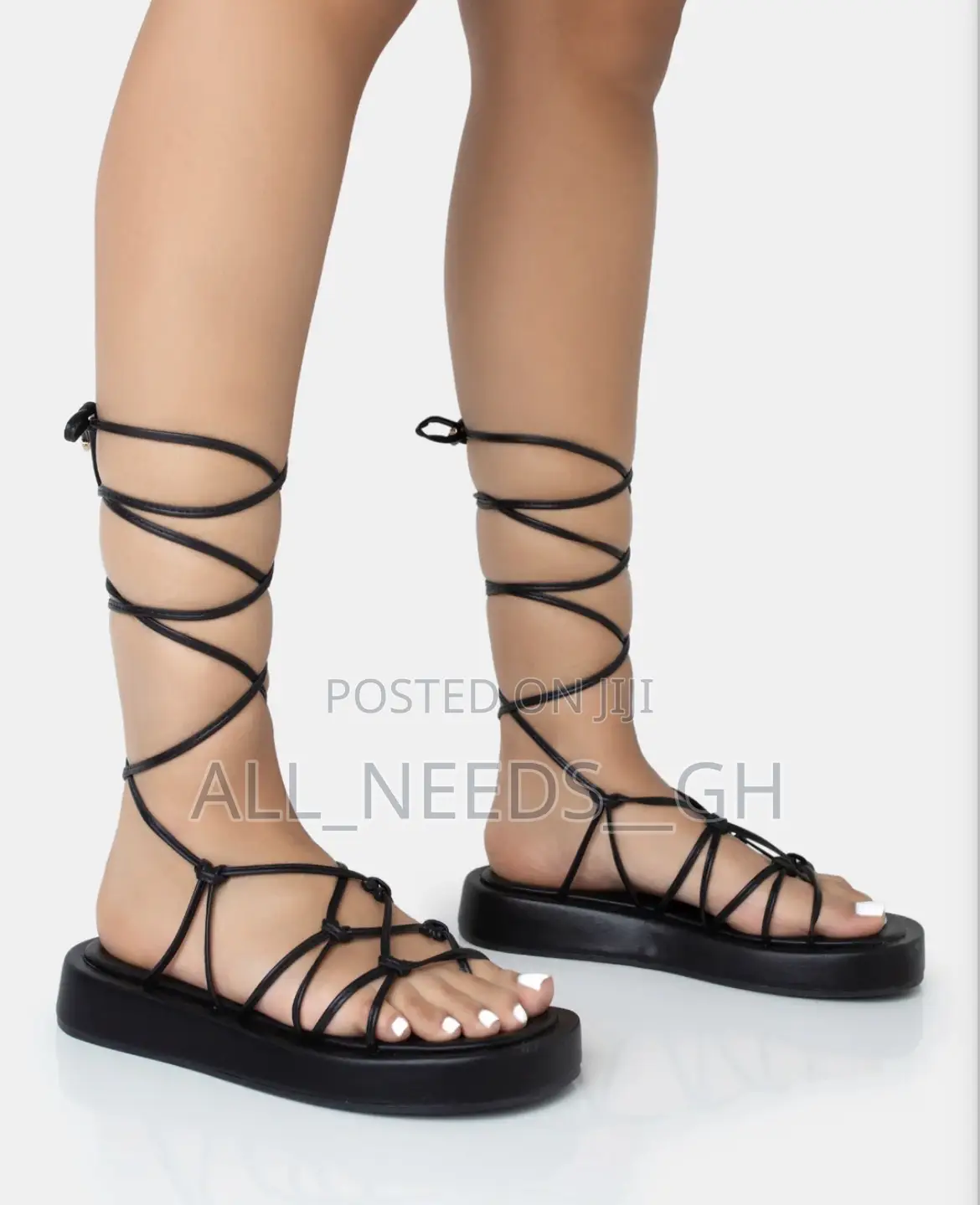 Babygirl Black Flatform Lace Up Sandals