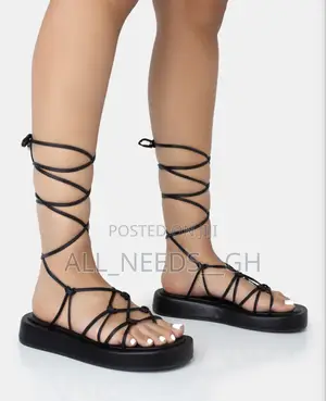 Babygirl Black Flatform Lace Up Sandals
