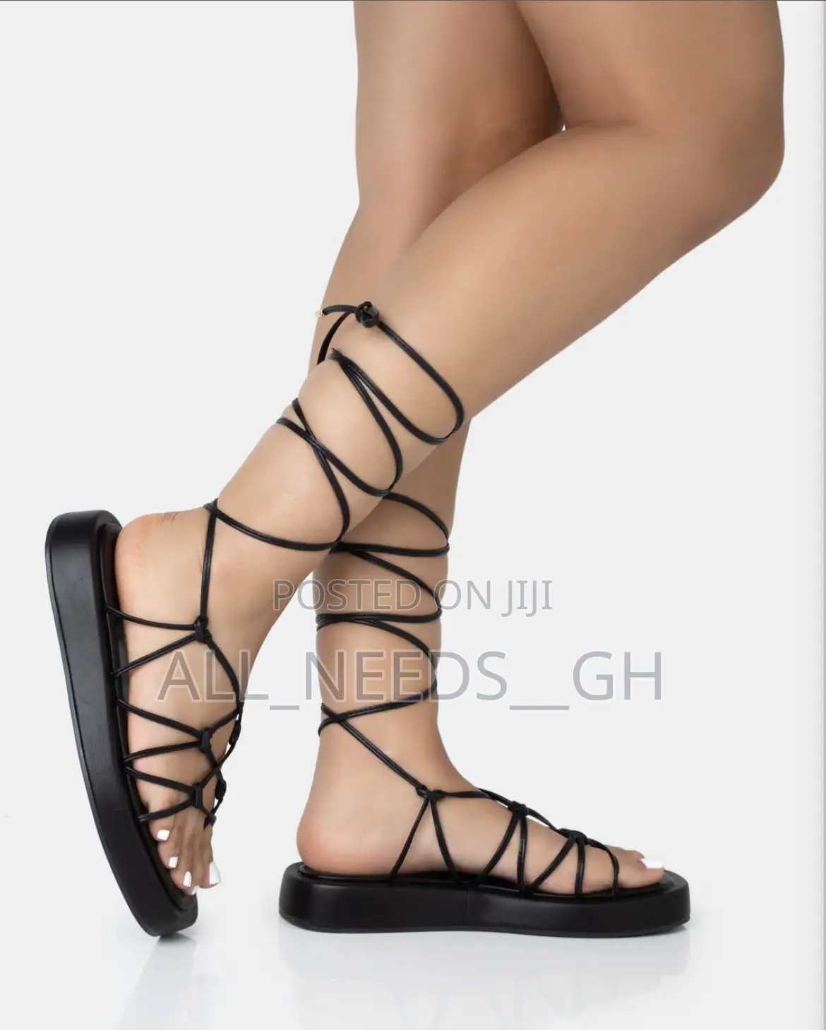 Babygirl Black Flatform Lace Up Sandals