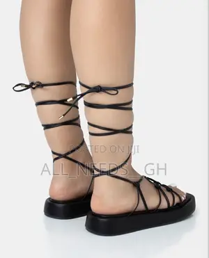 Babygirl Black Flatform Lace Up Sandals