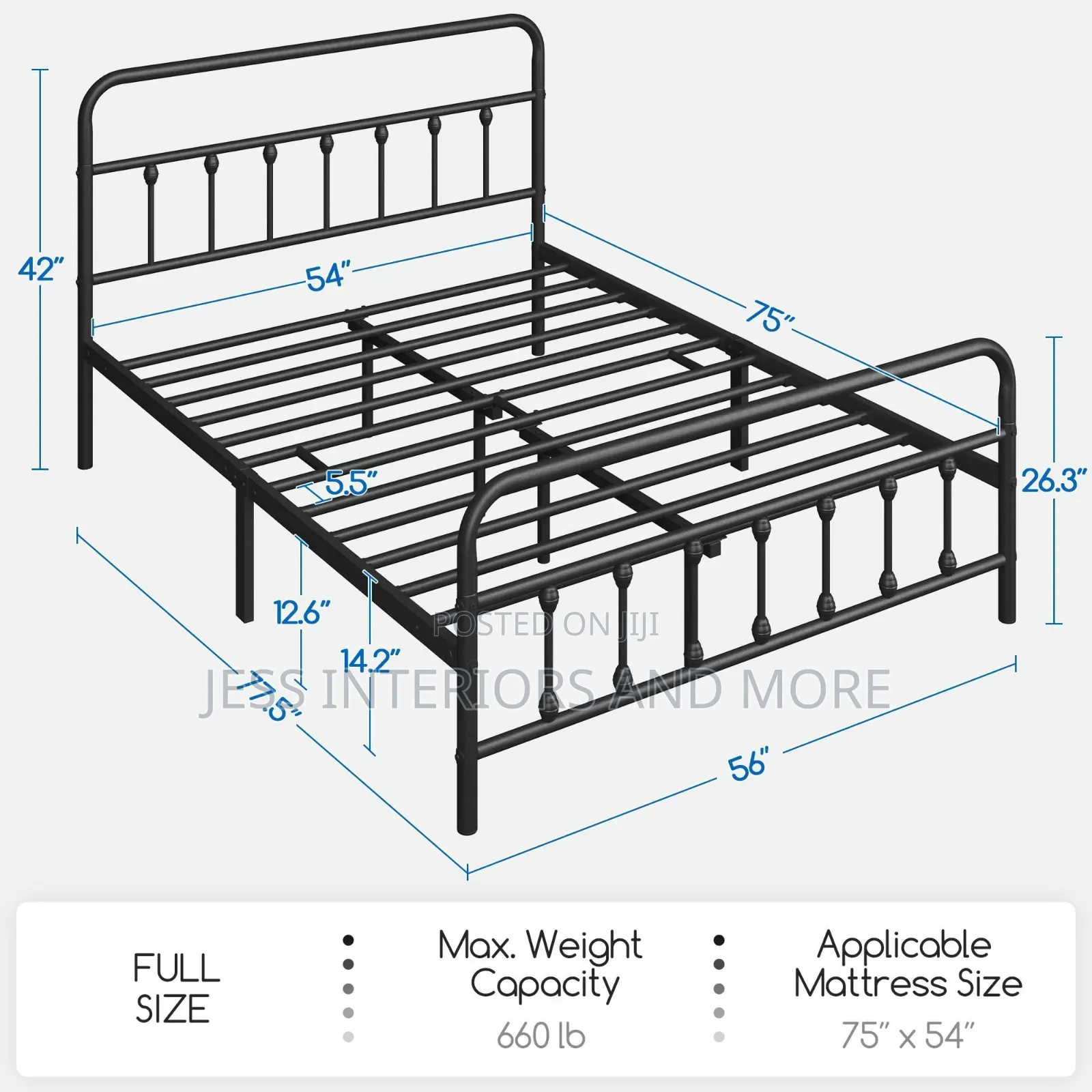 Bed Frame (Full Size) Classic Metal Platform