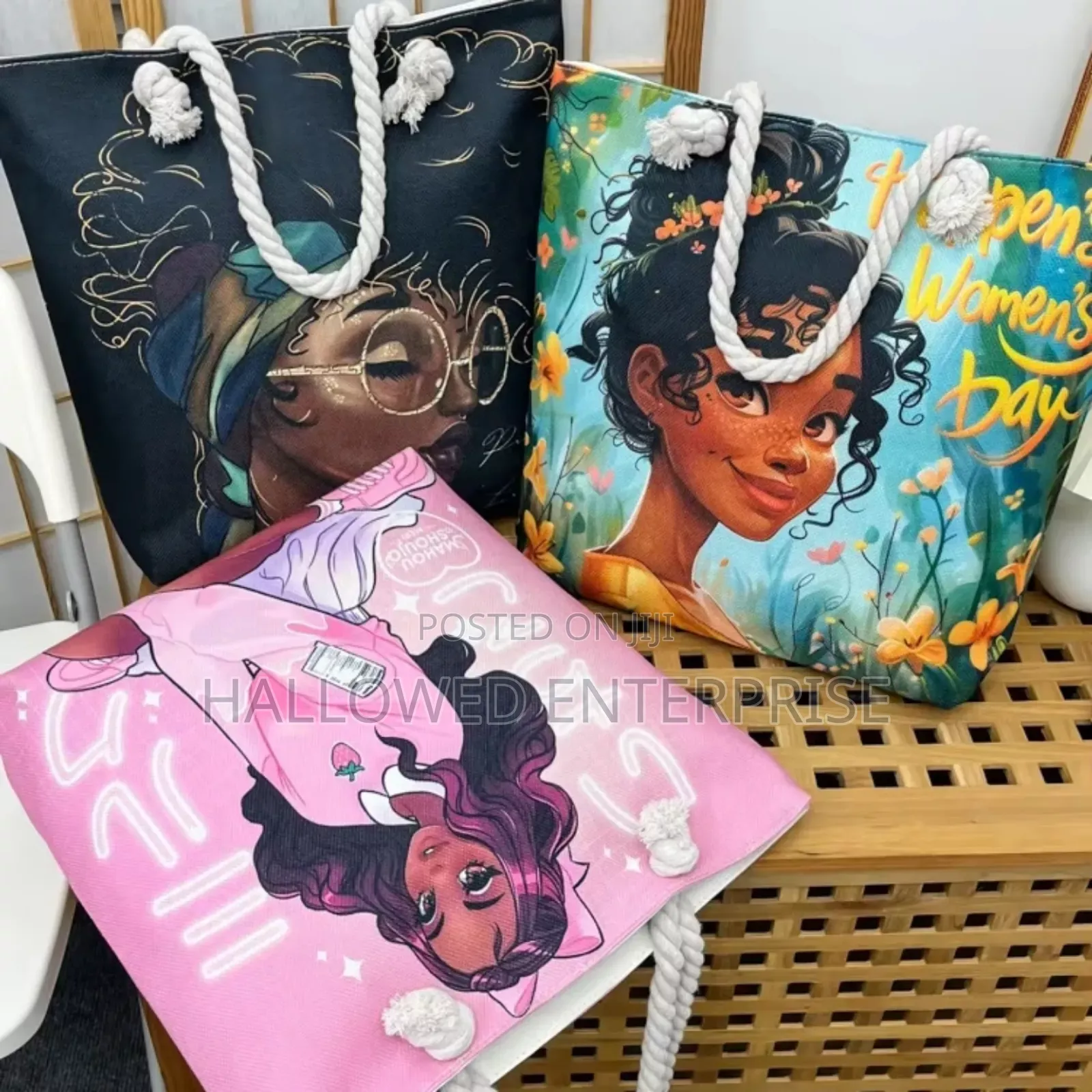 Large Capacity Double-Sided Pattern Canvas Tote Bag