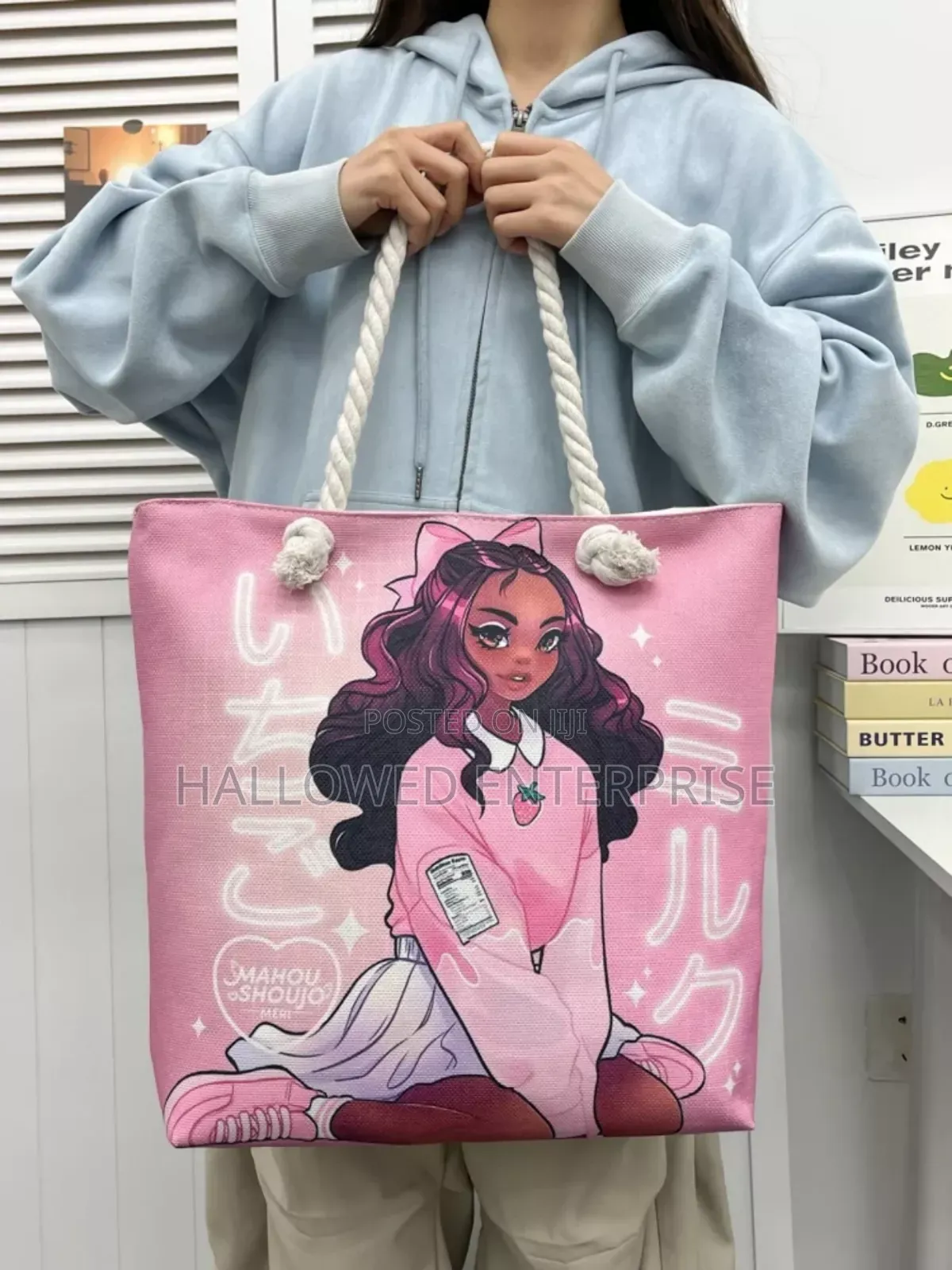 Large Capacity Double-Sided Pattern Canvas Tote Bag