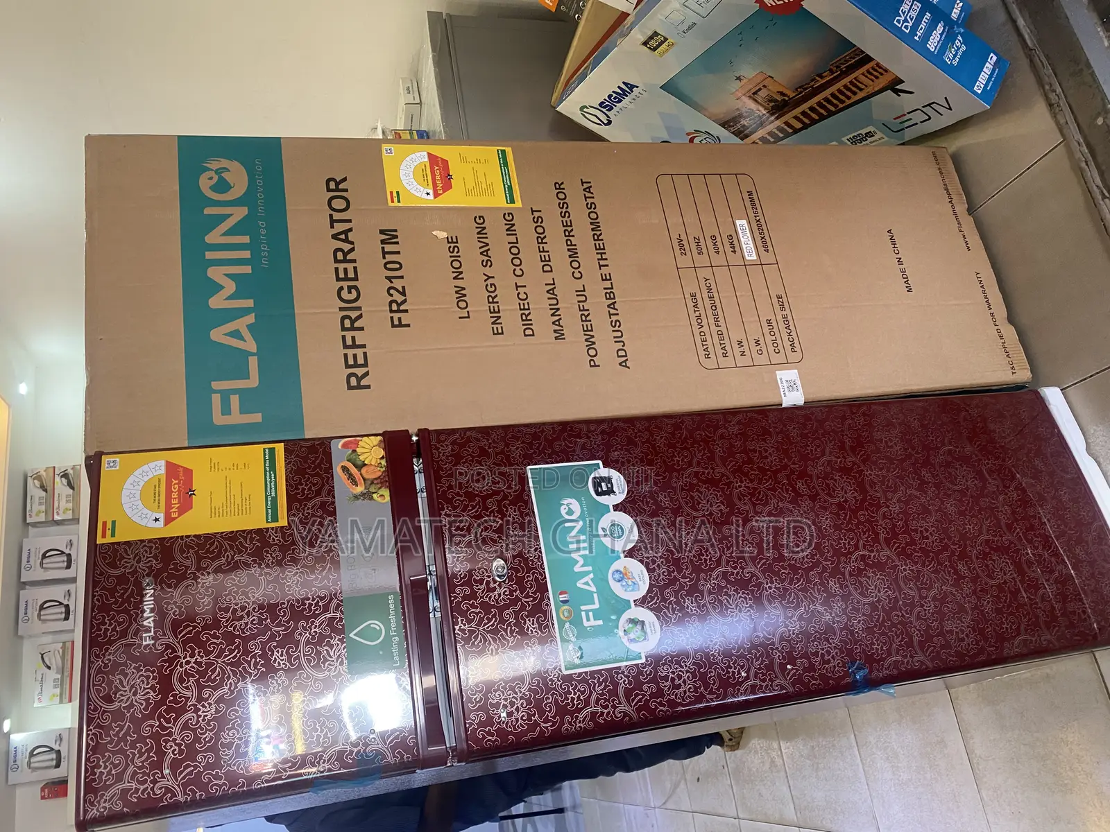 Flamino 166 Litre Fridge With Top Freezer With Nice  Wine Color Design