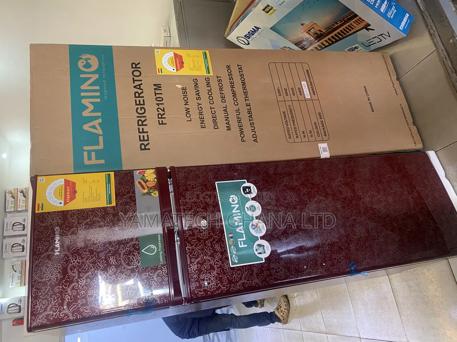 Flamino 166 Litre Fridge With Top Freezer With Nice  Wine Color Design