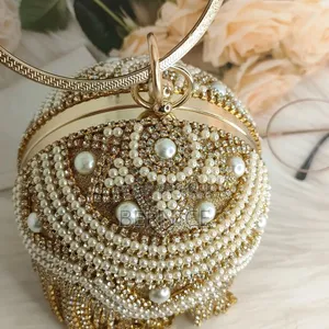 Luxury Pearl Crystal Evening Clutch Bag 