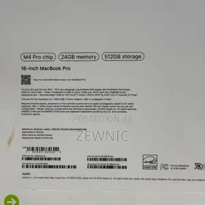 New Laptop Apple MacBook Pro 24GB Apple M4 Pro SSD 512GB