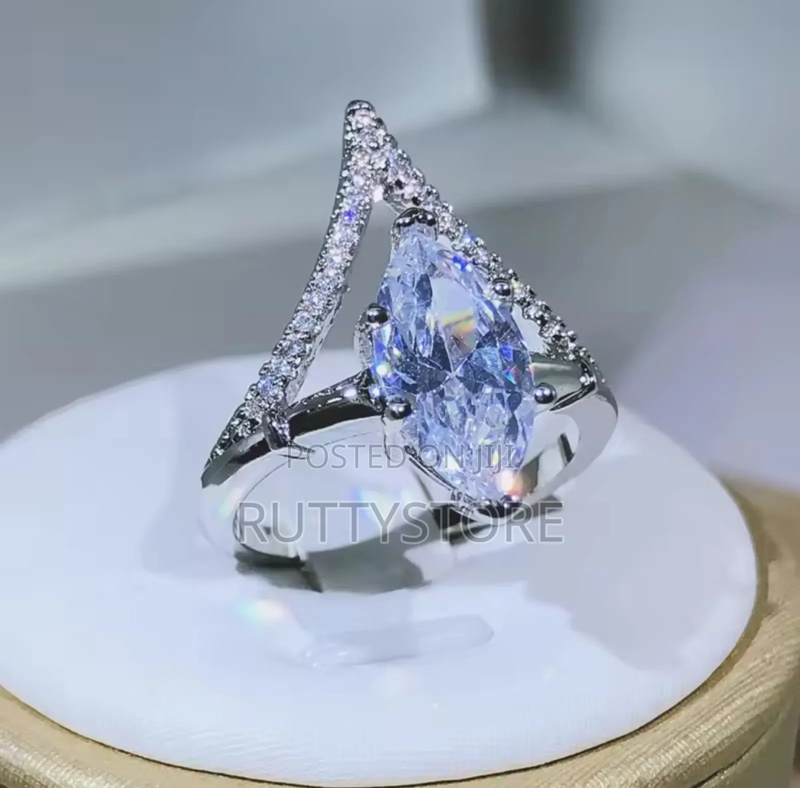 Drop Shape Original 925 Sterling Silver Engagement Ring