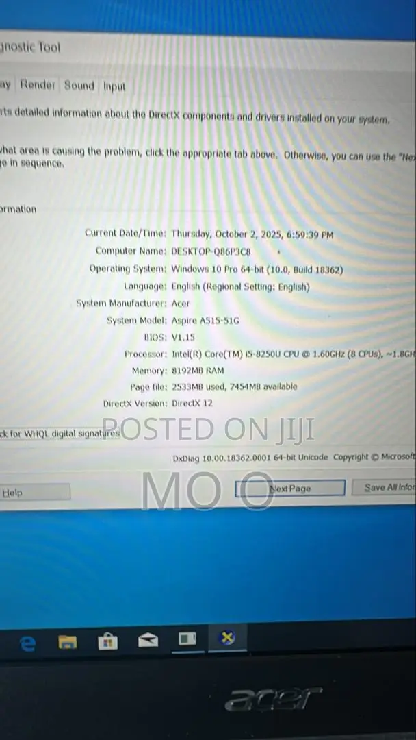 Laptop Acer Aspire A515 51G 8GB Intel Core I5 SSD 256GB
