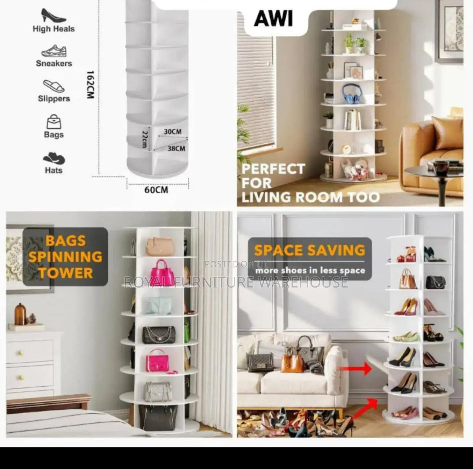 Free Rotating Modern Shoes and Bags Rack