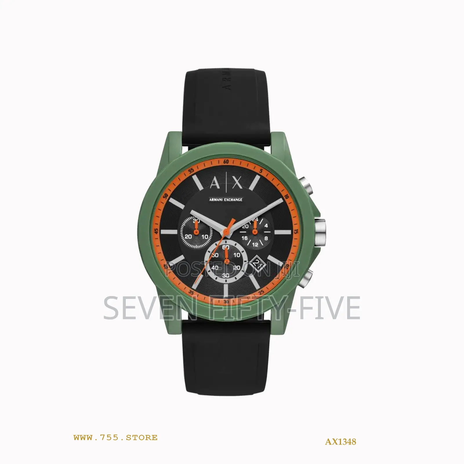 Armani Exchange Chronograph Black Silicone Watch Ax1348