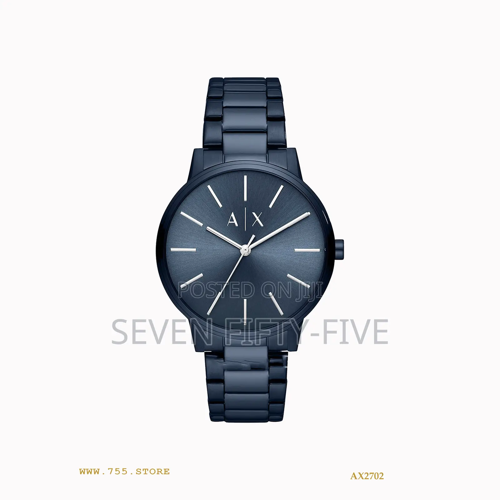 Armani Exchange Three-Hand Blue Stainless Steel Watch Ax2702