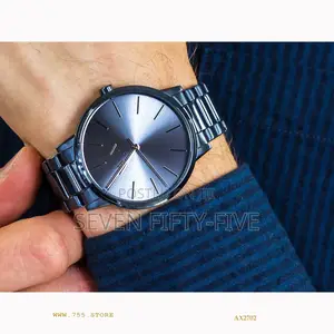 Armani Exchange Three-Hand Blue Stainless Steel Watch Ax2702