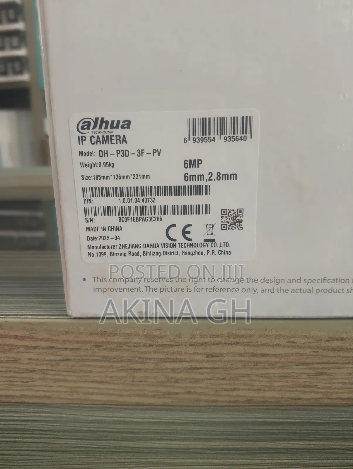 Dahua Picoo Dual D1 PTZ Wifi Camera 6mp Dh-P3d-3f-Pv