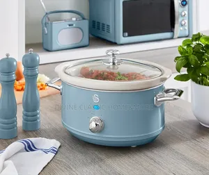 Swan Sf17021bln Retro Slow Cooker With 3.5l, 200w, Retro Blue