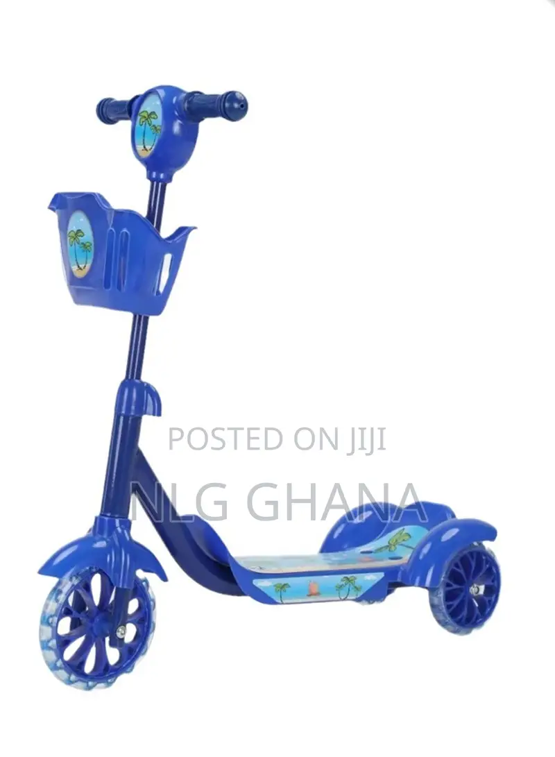 Kids 3-Wheeled Kick Scooter With Front Basket, Lightweight.