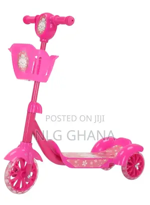 Kids 3-Wheeled Kick Scooter With Front Basket, Lightweight.