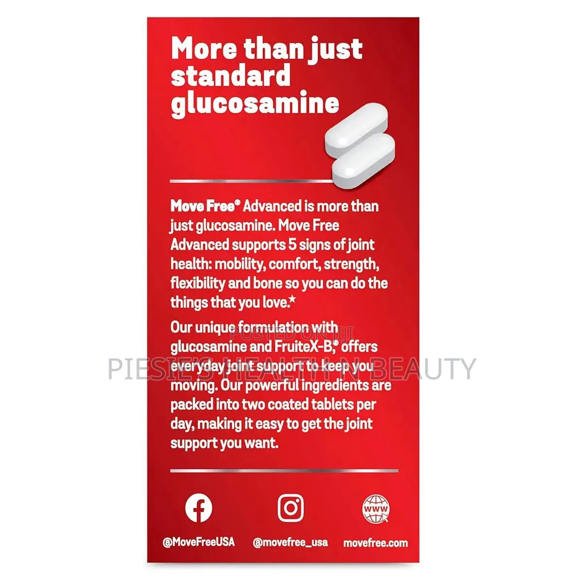 Move Free Advanced Glucosamine Chondroitin + Calcium Fructoborate 200s