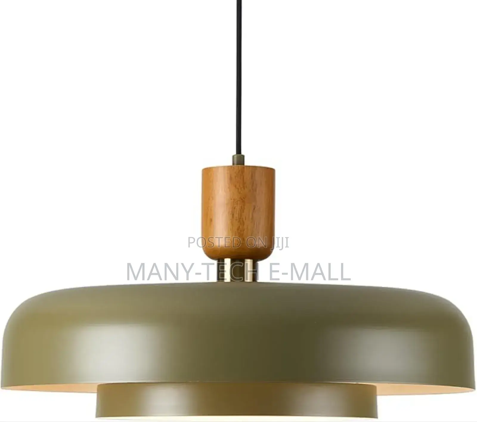 Mid Century Chandelier 19.68 Inch, Natural Wood and Brass