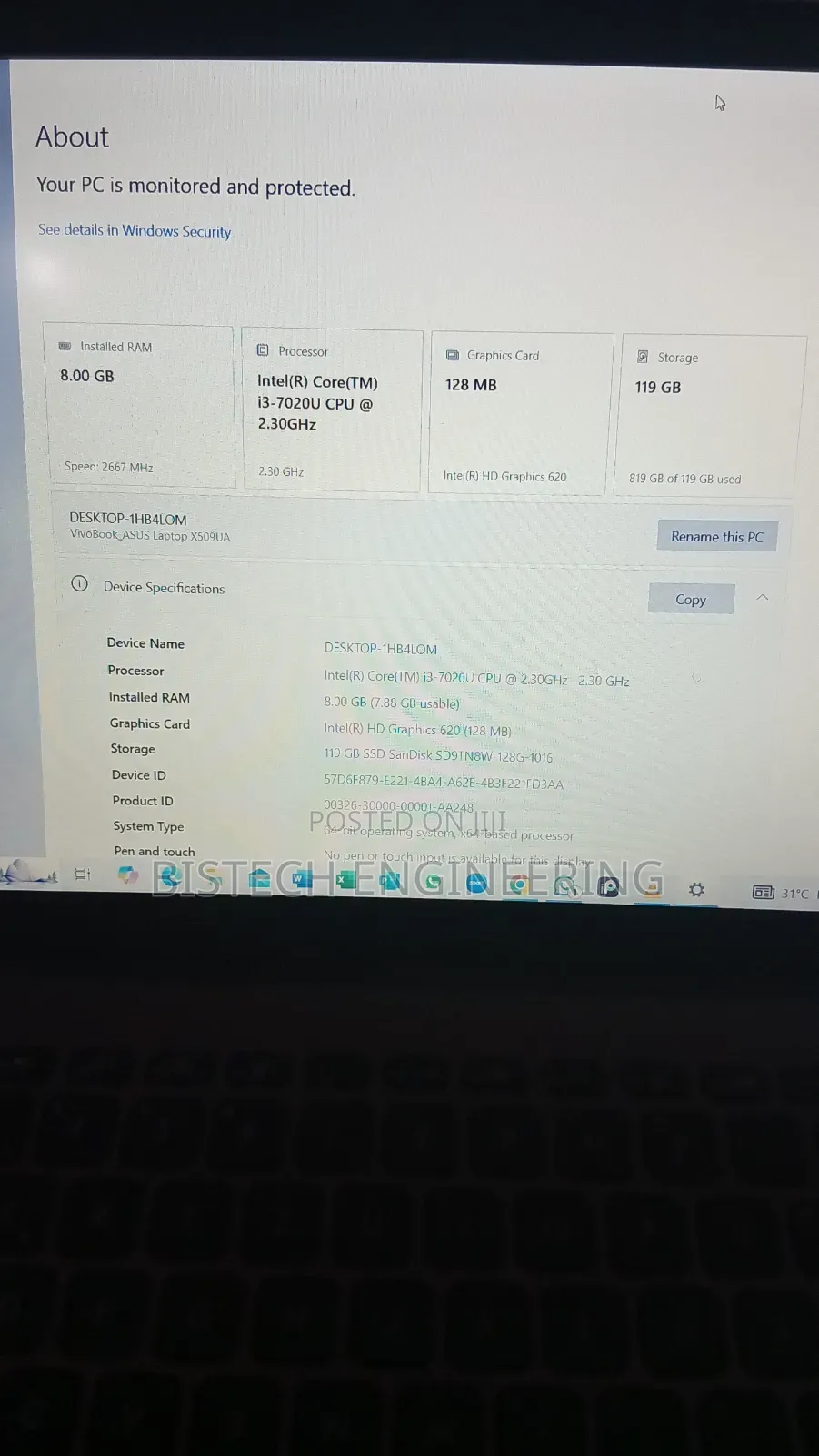 Laptop Asus VivoBook X540SA 8GB Intel Core I3 eMMC 128GB