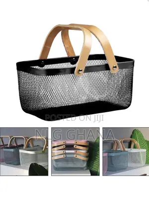 Multifunction Wire Mesh Basket With Wooden Handle. Ghx7068
