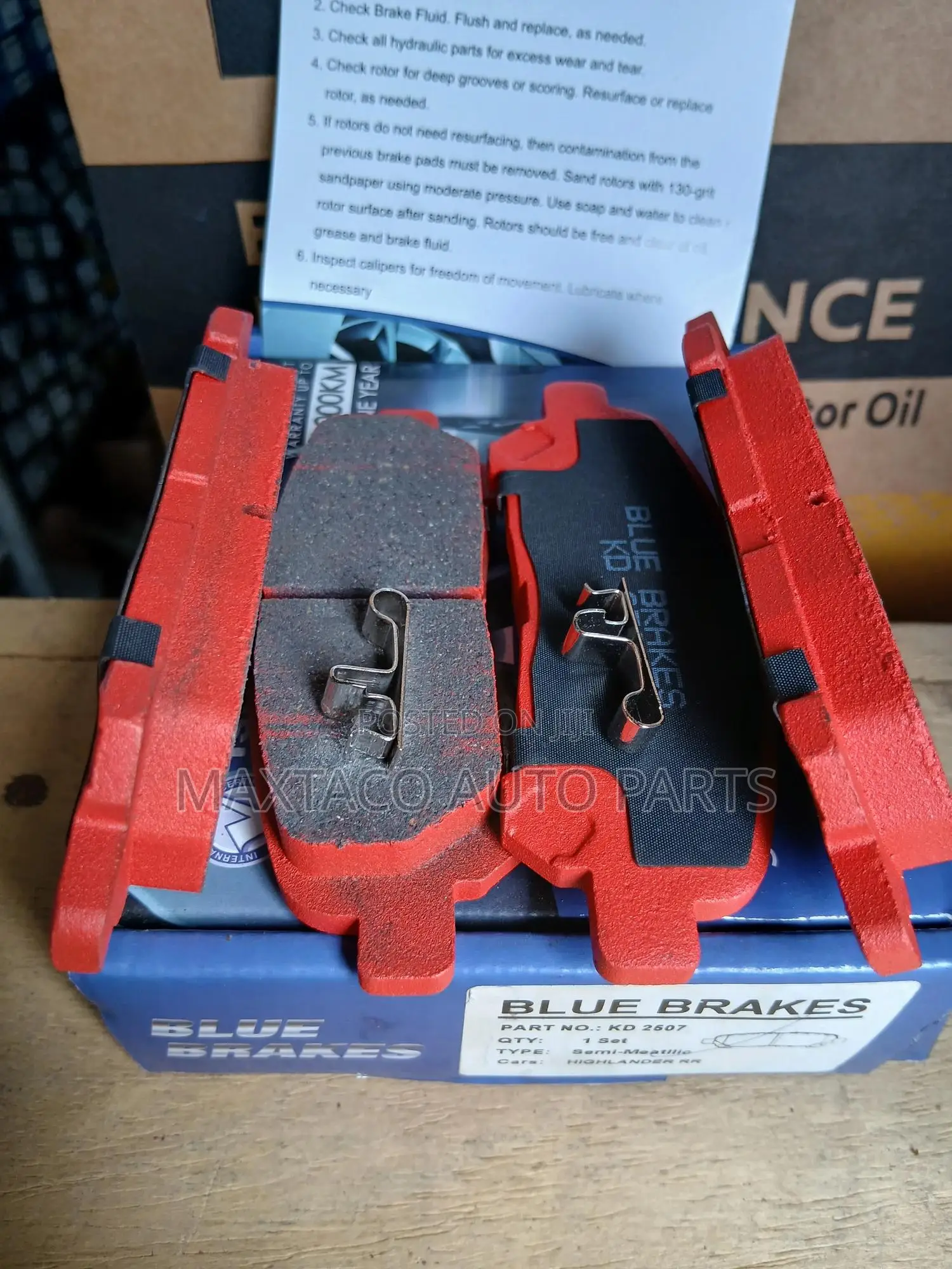 Blue Brakes Kd2507 Brake Pad Back for Toyota Highlander