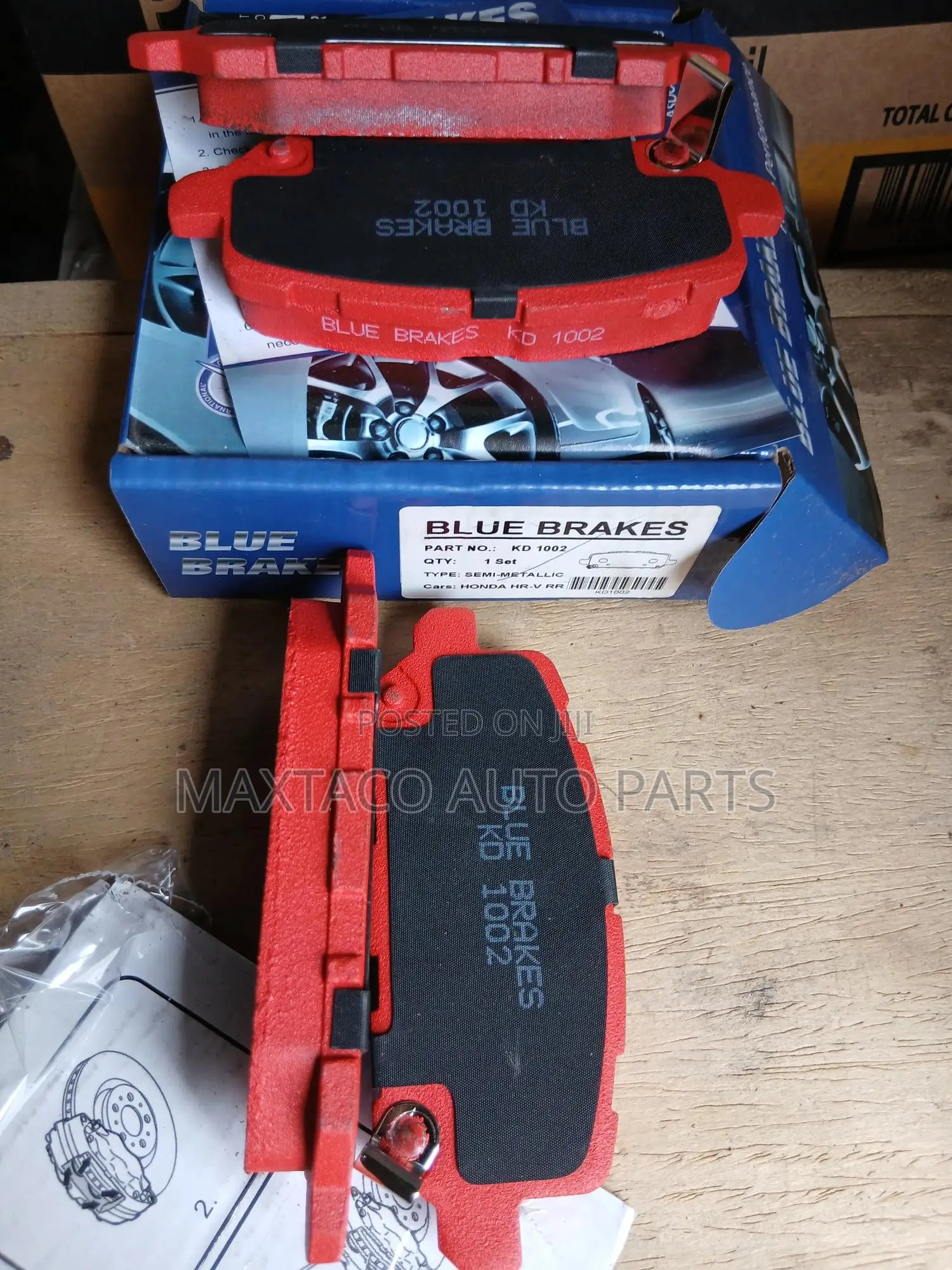 Blue Brakes Kd1002 Semi Metallic Brake Pad-Back for Honda Hr-V